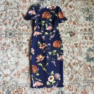 Midi Floral Satin Dress